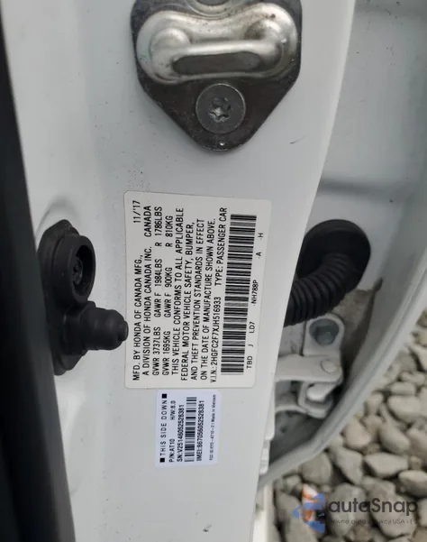 2018 Honda Civic Ex из США, поврежденный, VIN 2HGFC2F7XJH516933